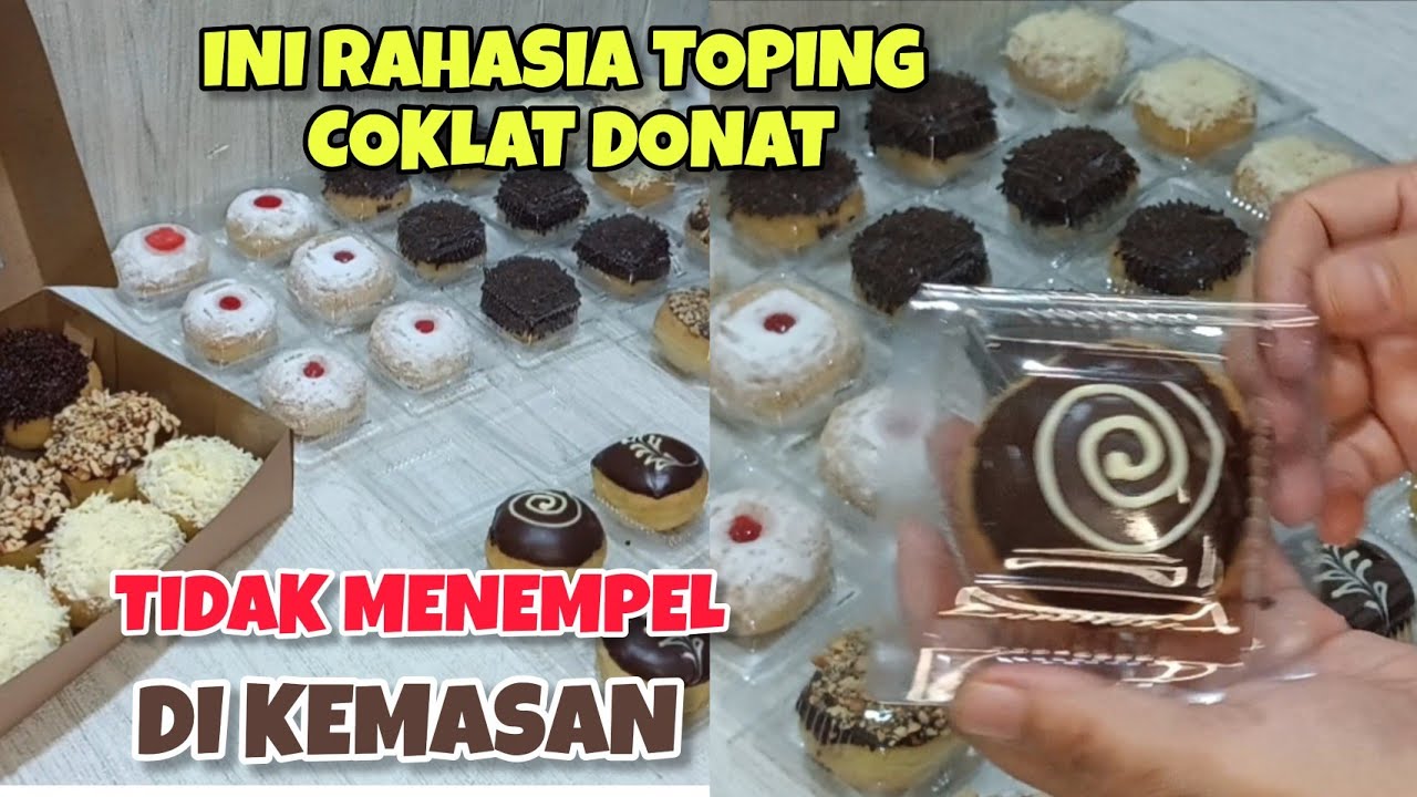 AKU KASIH TAU COKLAT UNTUK TOPING DONAT YANG TIDAK MENEMPEL DI KEMASAN//RESEP DONAT MINI EKONOMIS