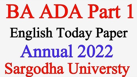 BA ADA Part 1 English Paper Annual 2022 Sargodha Universty#attiach#uos