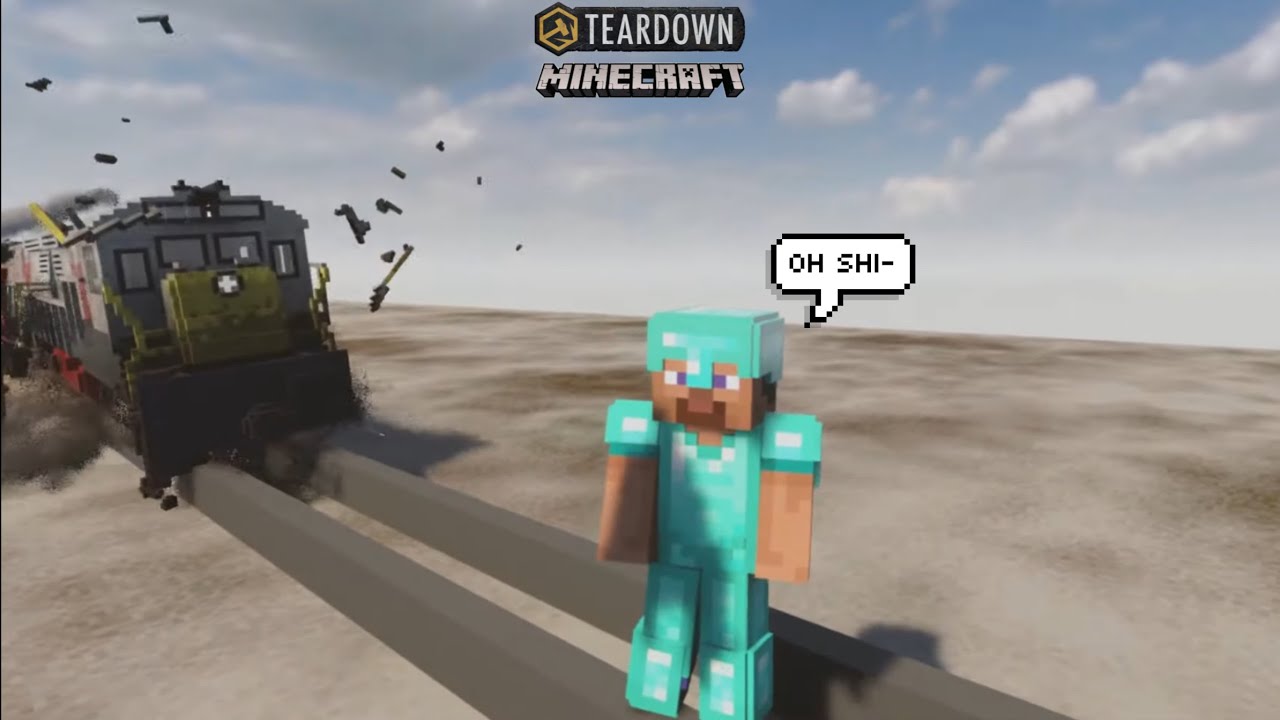 Can Minecraft Steve And Mobs Survive A Train Crash ? Upgrading His ...