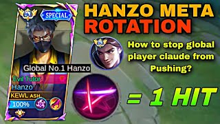 HANZO BEST 1 SHOT BUILD AND EMBLEMS ( even top global claude no escape) - MLBB