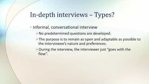 Research video series: Qualitative Data Collection. In-depth interviews
