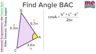 Using the Cosine Rule to Find Missing Angles - Advanced Trig - Tutorial / Revision (6/8)