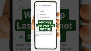 Whatsapp Last Seen Not Showing Problem Solve   Last Seen Kaise Theek Kare 2026 shorts