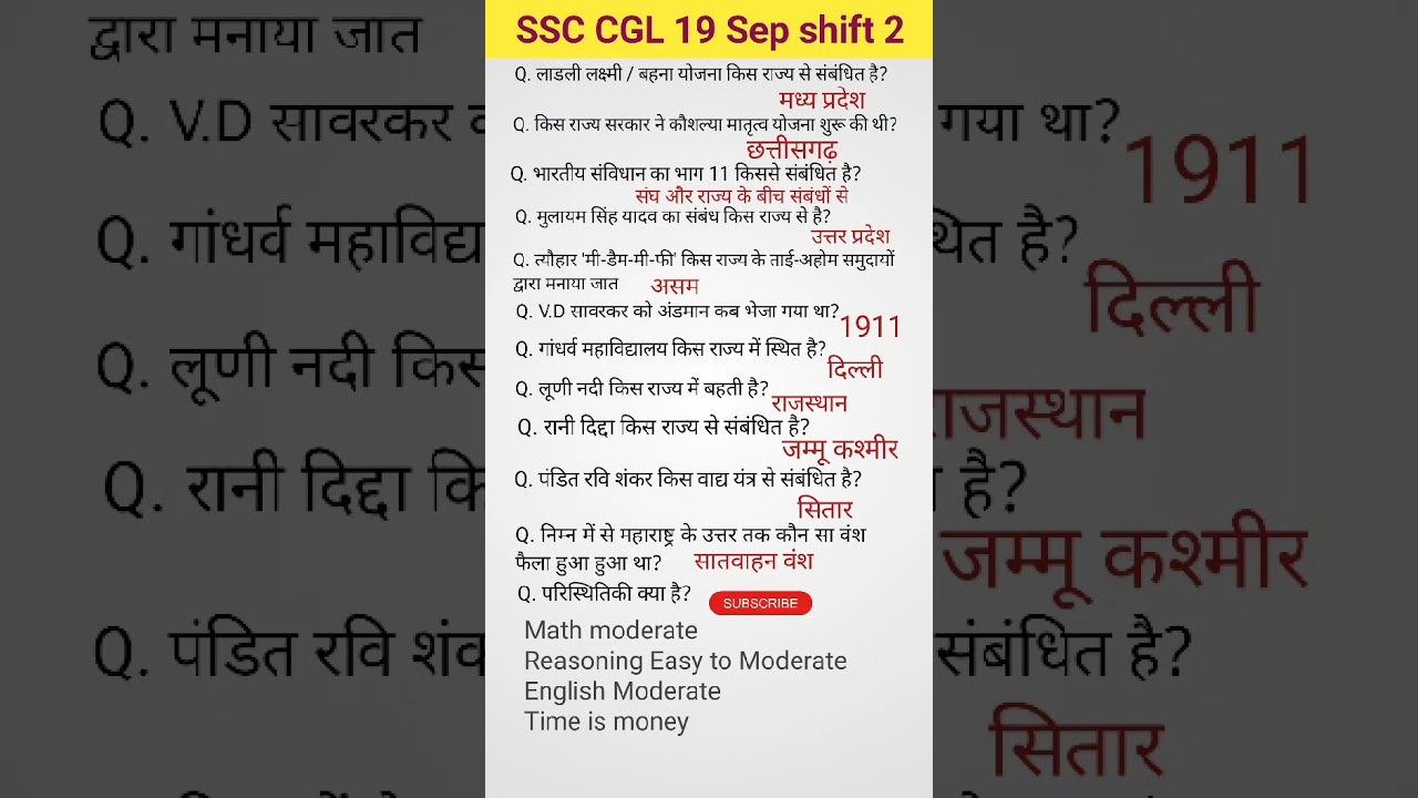 SSC CGL 19 Sep shift 2  | Ssc Cgl exam analysis | Ssc Cgl Gk gs 