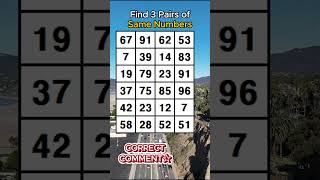 Find 3 pairs of identical numbers/HOW OLD IS YOUR BRAIN? /Dementia Prevention Quizzes/Tests.No.746