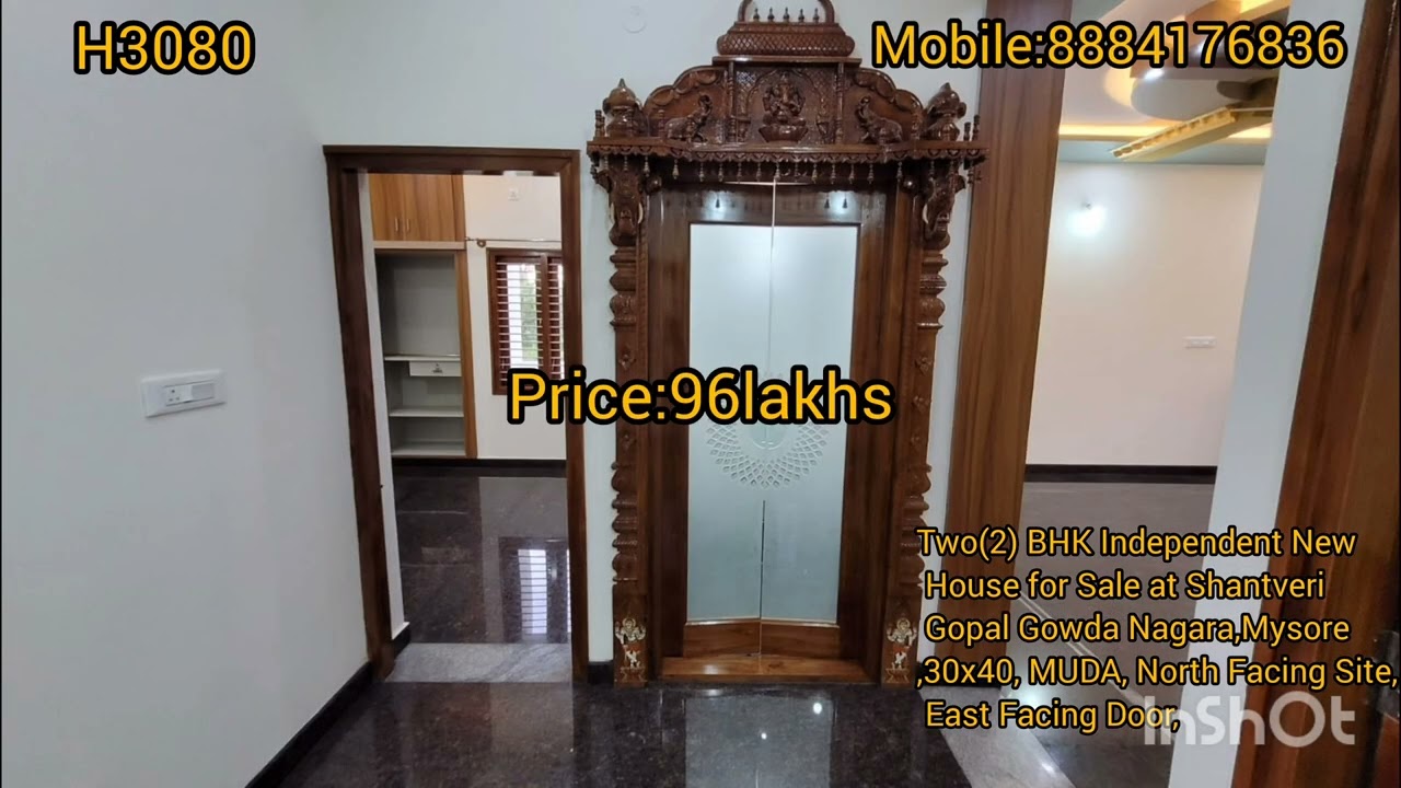 Two(2) BHK Independent New House for Sale at Shantveri Gopal Gowda Nagara,Mysore