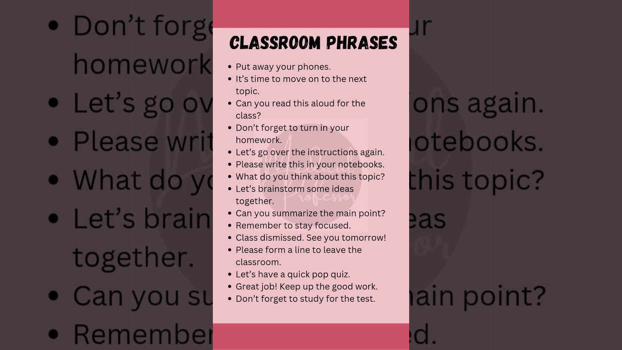  15 Essential Classroom Phrases For Teachers And Students