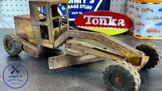 VINTAGE 1950s TONKA ROAD GRADER RESTORATION  SANDBLASTED & POWDER COATED  RUSTY