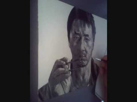 Jackie Chan Charcoal and Graphite Pencil drawing