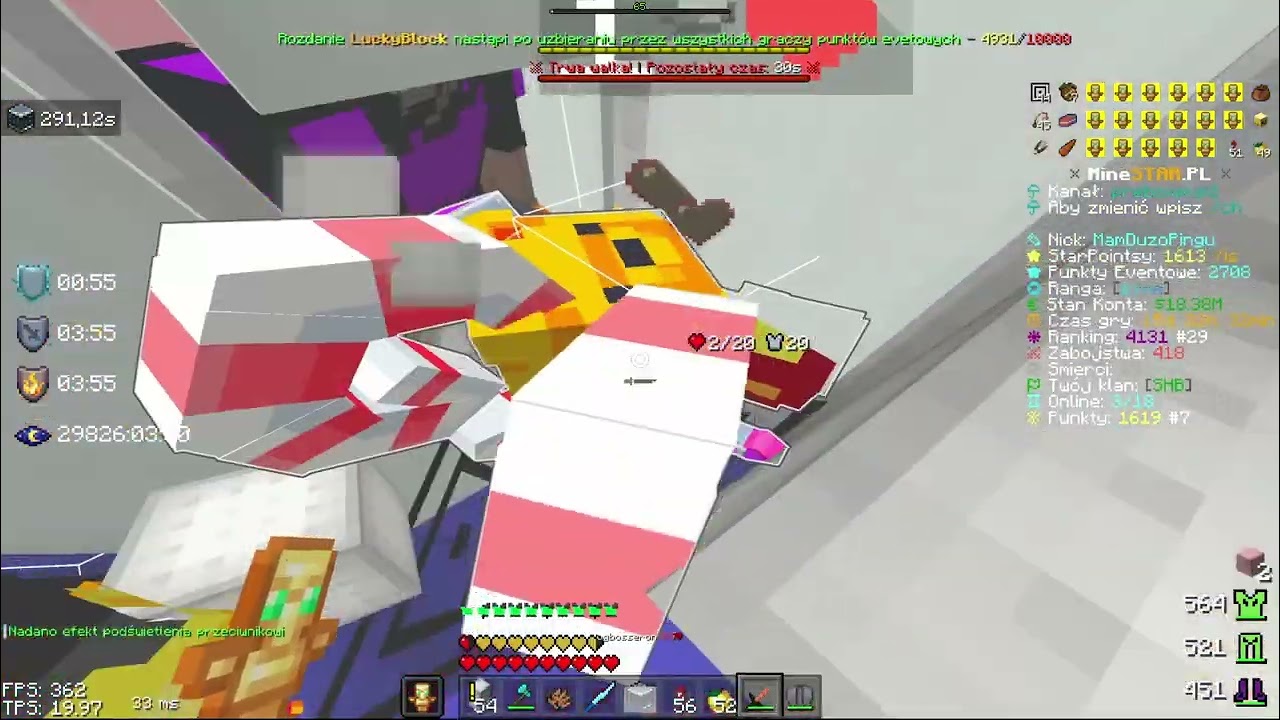 Perspektywa najlepszego gracza boxpvp i skypvp