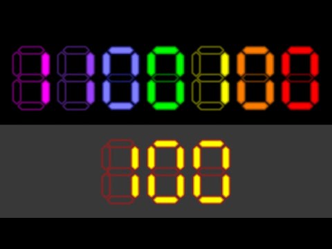 Rainbow Binary Numbers 0 to 100 with 100 Seconds Timer
