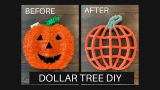 Halloween Decor DIY Dollar Tree | Dollar Tree DIY | Pumpkin Wreath Dollar Tree | Halloween DIY