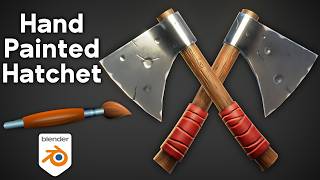 Hand Painted Low Poly Stylized Hatchet 🪓 (Blender UcuPaint Tutorial)