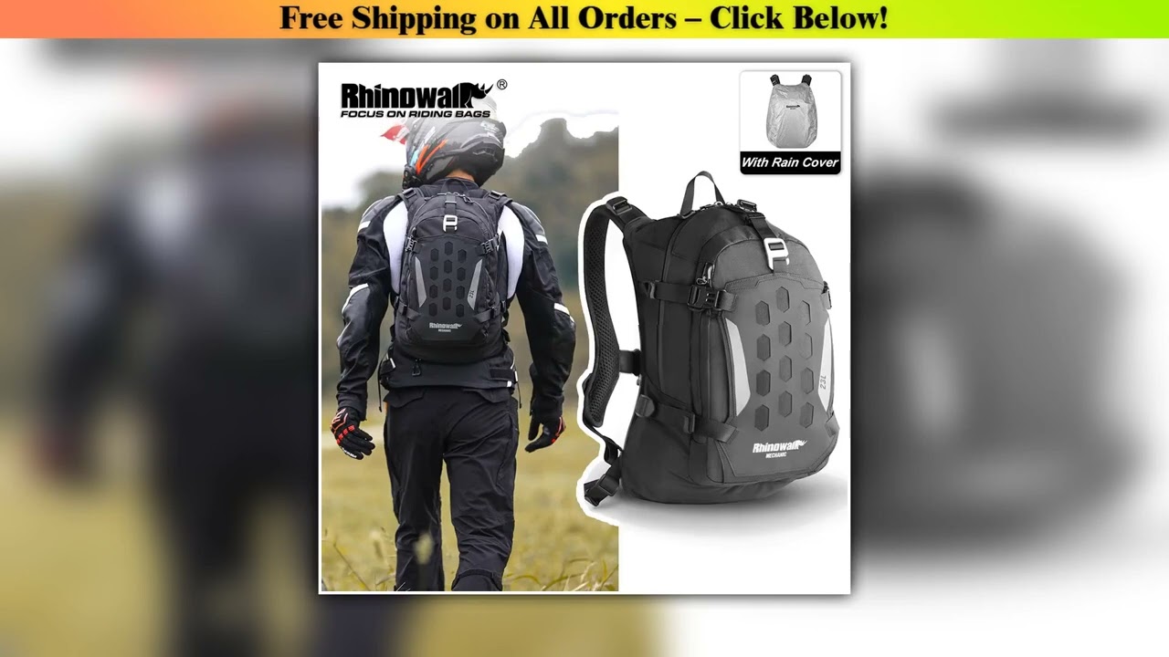 Rhinowalk Motorcycle Riding Backpack Magnetic Quick Release 23l With Raincover Breathable Back For