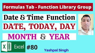 DATE, TODAY, DAY, MONTH, and YEAR Date & Time Function in Formulas Tab  |MS Excel | | Hindi |