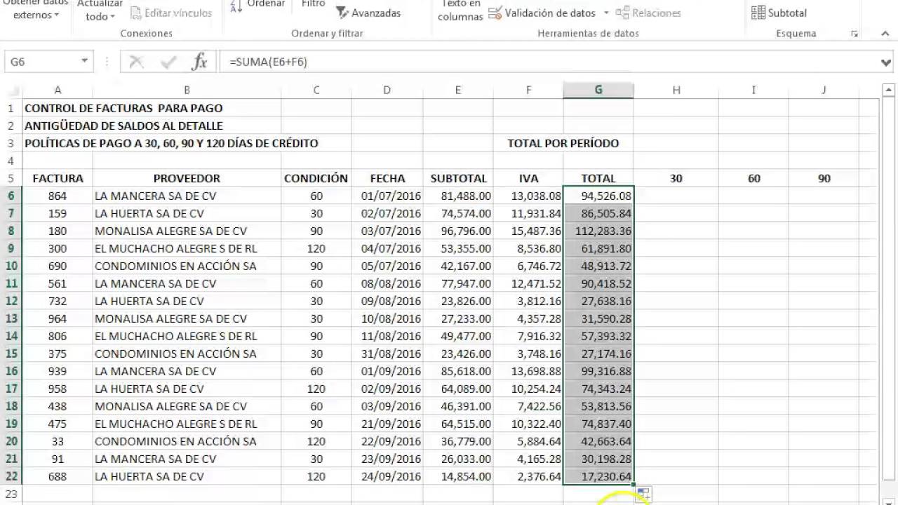 Control de Pagos y Antigüedad de Saldos de Proveedores en Excel YouTube