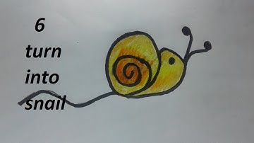 Very Easy ! How To Turn Number 6 into Snail - Doodle art step by Step