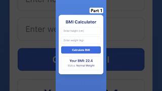 🔥React BMI Calculator-Super Easy Beginner Project (Part 1)#calculator #reactprojects#reactpractice