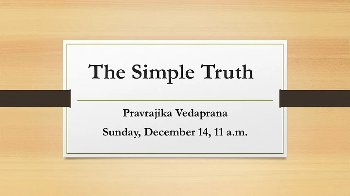 The Simple Truth by Pravrajika Vedaprana