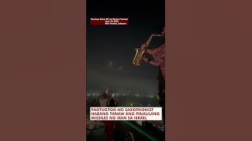 Thumbnail of Lebanese saxophonist plays on as Iranian missiles hurtle towards Israel