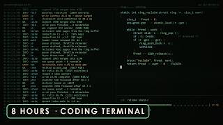 Coding Terminal — 8 Hour Programmer Background · Scrolling Logs & Code (4K, Silent)