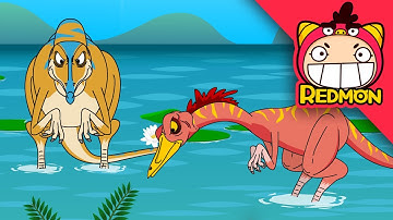 Compsognathus VS Gallimimus | Dinosaurs Battle | Giganotosaurus | 4K cartoon | REDMON