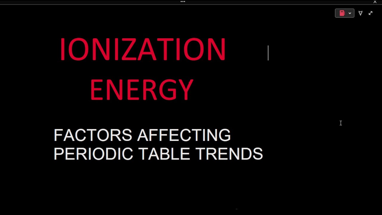 Factors affecting Ionization Energy trends on periodic table explained