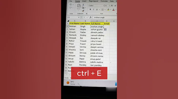 Create Email IDs For Employees In Excel😍 | Best Excel Shortcut😎 #howto #excel #exceltips #exceltrick