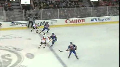 Jay Boumeester hammers Magnus Paajarvi