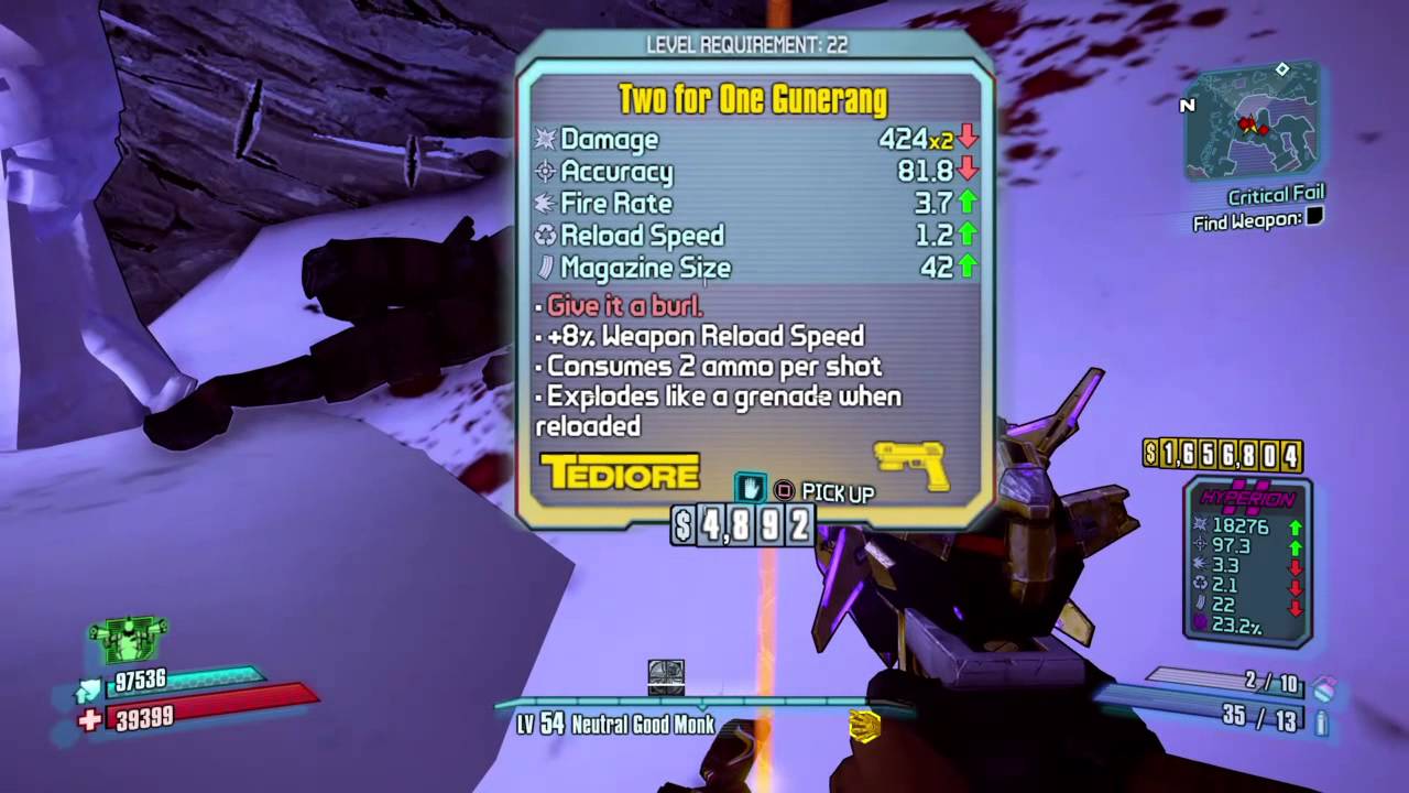 Borderlands: THC LEGENDARY! Rakkman Pistol? Two For One Gunerang