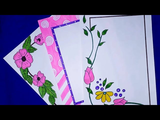 3 In 1 Simple Border Design For Project Assignment Front Page Design Handmade Simple Border Design Youtube