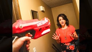 Funny nerf gun prank