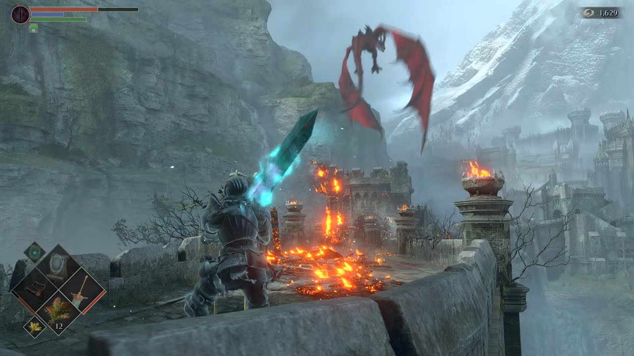 Demon's Souls Remake | How to kill the Red Dragon with a sword on 1-2