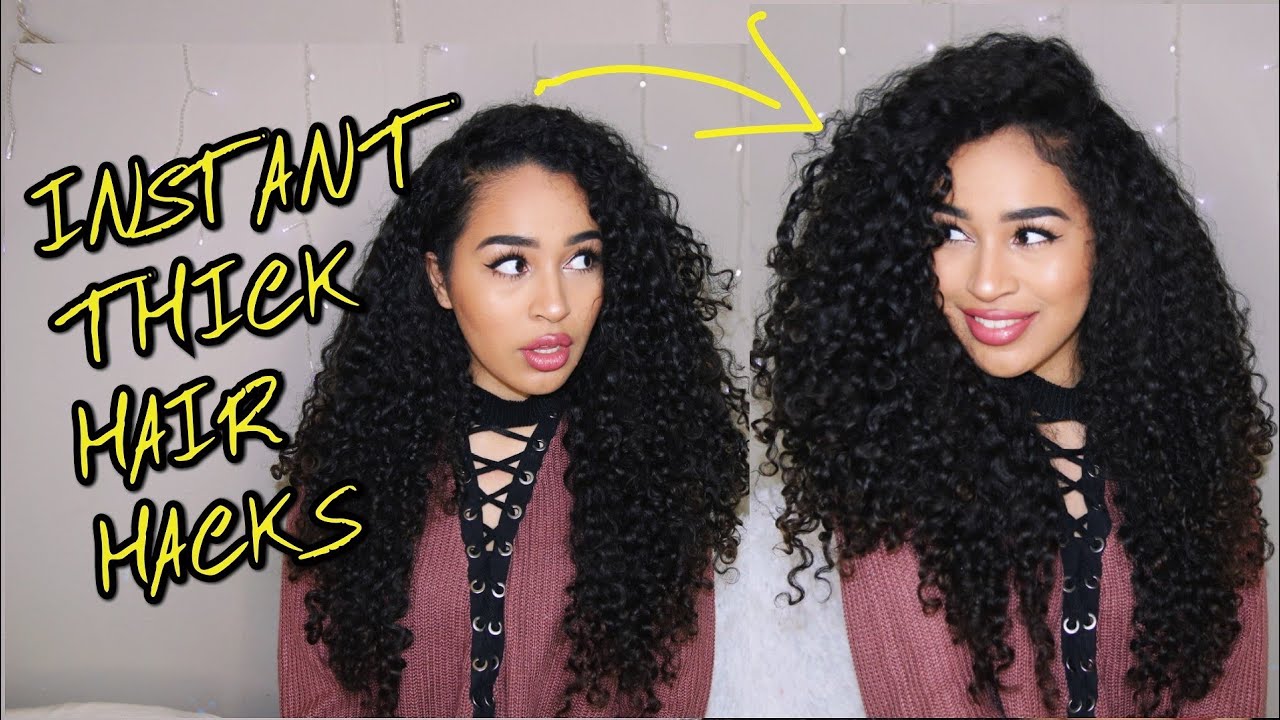 4 Ways To Instantly Make Hair Look Thicker More Volume For Big Curly Hair Youtube 