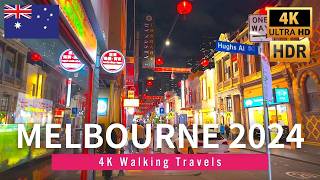 Melbourne CBD Night Walking • 4K HDR 60fps | June 2024