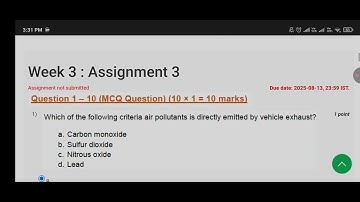 Environmental science Week -3 Assignment Answer 2025/ NPTEL SWAYAM PORTAL courses