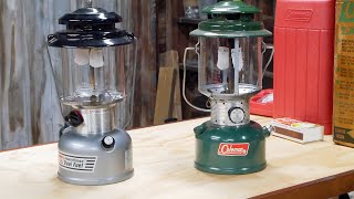 The differences between a vintage 1967 and a newer 2001 Coleman Lantern. Includes a mantle change.