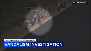 Reflecting Pool liner was cut with a sharp knife or razor, National Park Service says