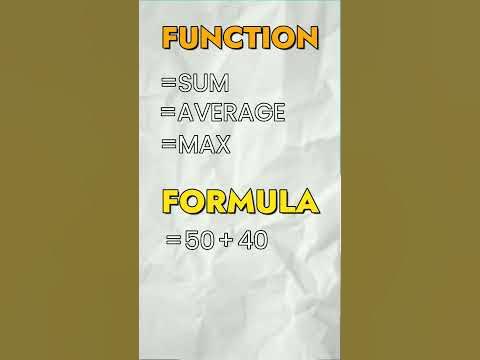 What is Difference Between Formula and Function in Excel - YouTube