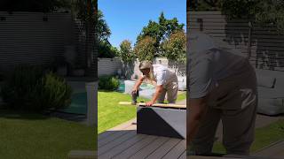 DIY Sitzbank Gartenlounge selber bauen mit Blumentöpfe Bank im Garten bauen DIY Gartenlounge Pool
