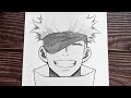 Easy anime sketch  how to draw gojo  jujutsu kaisen  anime boy drawing step by step for beginners