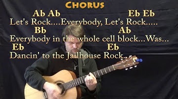 Jailhouse Rock (Elvis) Guitar Lesson Chord Chart in Eb with Chords/Lyrics
