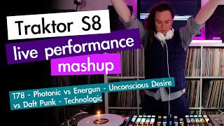 Traktor S8 live performance mashup of T78 vs Energun vs Daft Punk