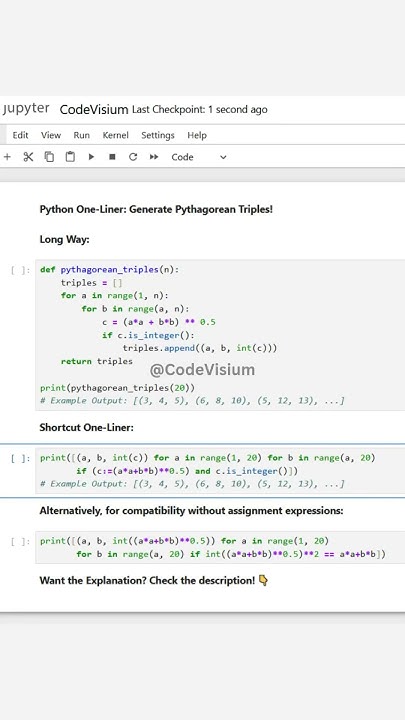Python One-Liner: Generate Pythagorean Triples! 🔢 #PythonTips # ...