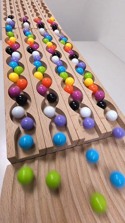 marble Run Race ASMR #217 Wooden Wave Course Colorful Marbles   #marblerun #marblerunrace #asmr