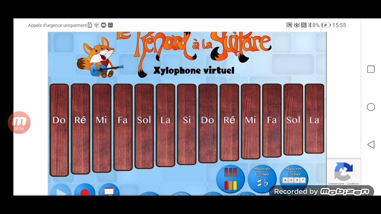 Xylophone virtuelRenard a la guitare la music. Do re mi au xylophone