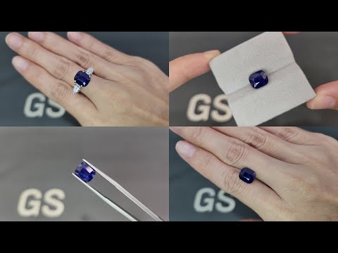Blue sapphire cushion cut 4.06 carats, Sri Lanka Video  № 1