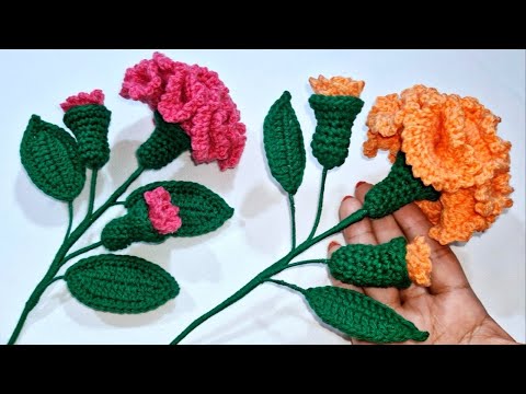 TUTORIAL!! Claveles Tejidos a Crochet el Más Fácil de Hacer