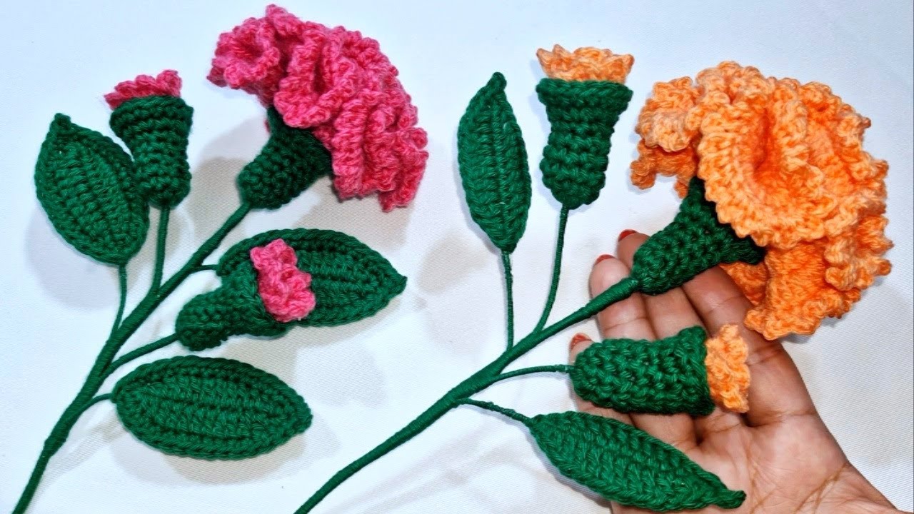 TUTORIAL!! Claveles Tejidos a Crochet el Más Fácil de Hacer