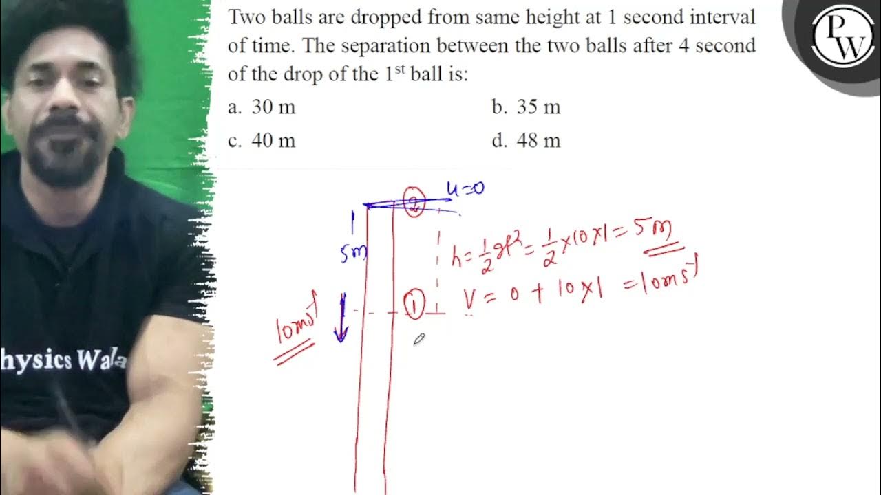 Two balls are dropped from same height at 1 second interval of time